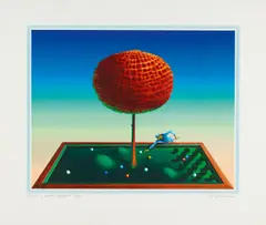 Adam - Billard by Rudolf Hausner, Farbradierung auf Papier, sold Jun 2015