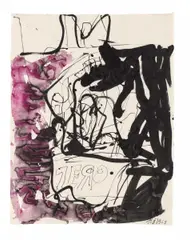 Ohne Titel by Georg Baselitz, Gouache und Tusche auf Papier, sold Jun 2015