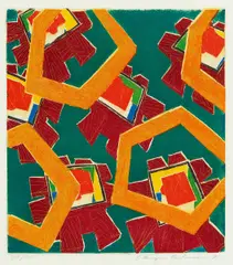 Stefan Berger-Teichmann, Ohne Titel (5 Blätter aus einer Serie von 6 Arbeiten), Linoldruck auf Papier