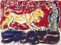 Colosseum by A. R. Penck, Acryl und Serigrafie auf Leinwand, sold Jun 2015