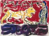 Colosseum by A. R. Penck, Acryl und Serigrafie auf Leinwand, sold Jun 2015