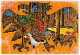Jörg Immendorff, Ohne Titel, Linoldruck auf Papier