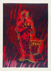 Jörg Immendorff, Ohne Titel, Linoldruck auf Papier