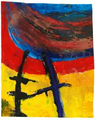 Birgit Ramsauer, Unwetter (3 Arbeiten), Acryl, Sand, Pastell und Stifte auf Papier