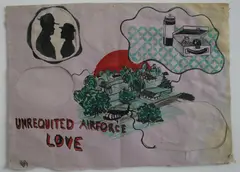 Shannon Bool, Unrequited Airforce Love, Zeichnung und Collage auf Papier