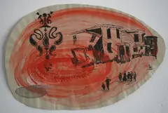 Shannon Bool, The 1917 Halifax Explosion, Zeichnung und Collage auf Papier