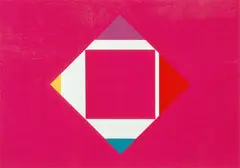 Max Bill, Ohne Titel (Pur-pur-Quadrat), Siebdruck auf Papier