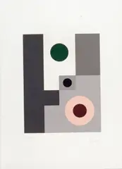 Ohne Titel (1 Blatt aus einer Mappe mit 6 Arbeiten) by Rudolf Jahns, Siebdruck auf Papier, sold Jun 2015
