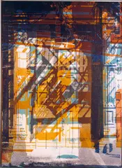 Gerd Winner, Ohne Titel (blau dominierend), Siebdruck auf Leinwand