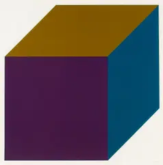 Forms derived from a cube (color) (9 Blätter aus einer Mappe mit 12 Arbeiten) by Sol LeWitt, Farbsiebdruck auf Papier, sold Jun 2015