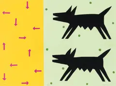 Ren Rong, Doppelhund, Siebdruck auf Papier