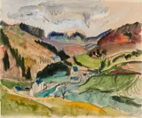 "Eifel" by Erich Heckel, Mischtechnik (Aquarell und Farbkreide) auf Zanders Maschinenbütten (Wasserzeichen), sold Jun 2015