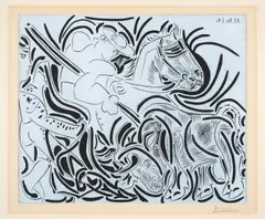 Pique. III by Pablo Picasso, Linolschnitt auf ARCHES (Wasserzeichen), sold Nov 2015