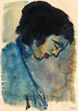 Emil Nolde, Frauenkopf (Profil nach rechts), Aquarell und Gouache auf Zeichenpapier