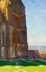 Franz Hecker, Teilansicht einer Kirche (Kloster Banz?), Öl auf Leinwand
