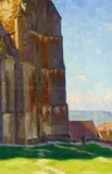 Franz Hecker, Teilansicht einer Kirche (Kloster Banz?), Öl auf Leinwand