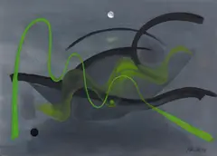 Ohne Titel by Fritz Winter, Mischtechnik auf Karton, sold Nov 2015