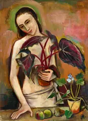 Karl Hofer, Mädchen mit Begonie, Öl auf Leinwand