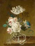 Johann Martin Metz, Zwei Blumenstillleben, Öl auf Leinwand