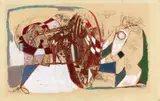 Joseph Fassbender, Glücksrad, Monotypie und Aquarell auf Velin