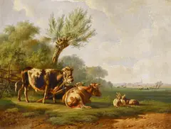 Kuhweide by Albertus Verhoesen, Öl auf Holz, sold Nov 2015