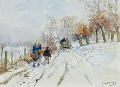 Im Winter by Hugo Mühlig, Mischtechnik auf Papier, sold Nov 2015