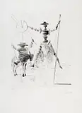 Don Quichotte et Sancho Panca by Salvador Dalí, Kaltnadelradierung auf Japan nacré, sold Nov 2015