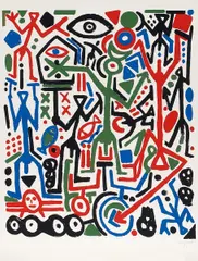 Pentagon 4 by A. R. Penck, Farbserigrafie auf Bütten, sold Nov 2015