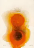 "Papaya" by Otto Piene, Mischtechnik (Feuergouache) auf SCHOELLERSHAMMER 4G dick (Trockenstempel), sold Nov 2015