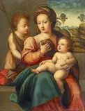 Giovanni Antonio Sogliani, Madonna mit Christuskind und Johannesknaben, Öl auf Holz