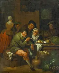 Bauernschänke by David Ryckaert III, Öl auf Leinwand, sold Nov 2015
