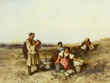 Pál Böhm, In der Puszta, Öl auf Holz