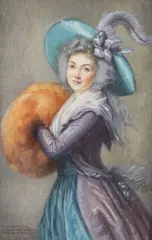 Ava Hedvig Gustafva Lagercrantz, Madame Mole after Vigee LeBrun, Watercolor on ivory