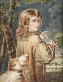 Joshua Reynolds, The Piping Shepherd Boy, Watercolor