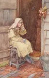 Charles Edward Wilson, Blowing Bubbles, Watercolor
