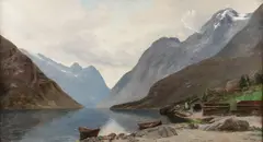 Norwegian Fjord by Carl Nielsen, Oil on canvas, sold Jun 2025
