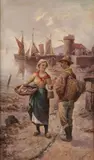 L. Guntner, Fish Seller, Oil on canvas