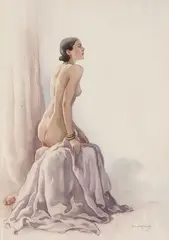 Leonard John Smith, Seated Nude, Watercolor