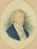 American School, Portrait of a Well Attired Gentleman, Watercolor on paper