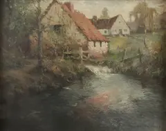 The Deserted Mill, Bellengreville by George Ames Alderich, Oil on canvas, sold Jun 2025