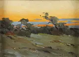 Lawrence Carmichael Earle, Dusk Summer Landscape, Oil on board