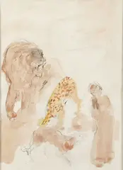 John Steuart Curry, Circus Animals and Clown, Pen and ink, watercolor and graphite on paper