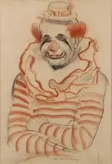 Portrait of Renowned Clown Felix Adler by John Steuart Curry, Charcoal and Conte crayon on paper, sold Jun 2025