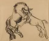 John Steuart Curry, Stallion and Donkey, Charcoal