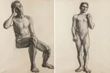 Alma Held, Male Nudes, Anatomy Studies - a pair, Charcoal on paper