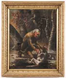 Daniel Boone with Dog by American School, Oil on canvas, sold Jun 2025