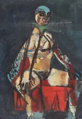 Seated Figure by Zero Mostel, Oil on board, sold Jun 2025