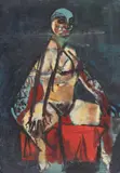 Zero Mostel, Seated Figure, Oil on board