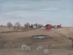 Farm Acreage Early Spring by Dorothy Young Graham, Watercolor and gouache on cardboard, sold Jun 2025