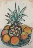 Abe Birnbaum, Still Life with Fruit, Watercolor and gouache on paper